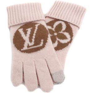 LOUIS VUITTON Globe Maille LV Medallion Gloves Pink M79254 S Women's