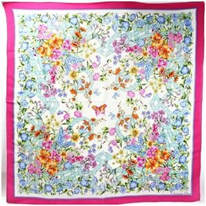 Christian Dior Scarf Muffler White x Pink Floral Pattern Women's