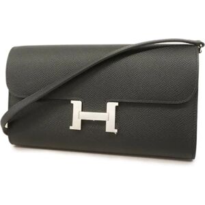 Hermes Shoulder Wallet Constance Long To Go B Stamped Epsom Leather Black Women's