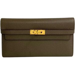 Hermes Kelly Wallet Vaux Epson Leather Long Gray Etoube 72337