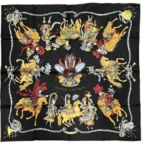 Hermes Carre 90 Sun King Celebration Accessories Scarf Women's