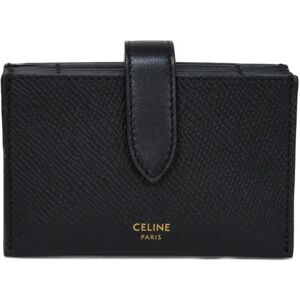 Celine Card Case Accordion Holder Foil Stamped Belt Strap Grained Calfskin Black 10B693BFP.38NO Men's Women's