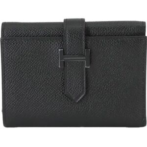 Hermes Bearn Combine So Black Tri-fold Wallet Epson B Stamp