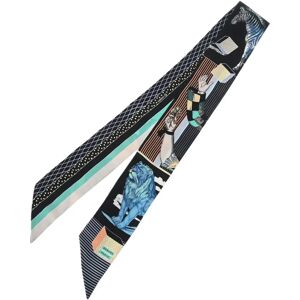 Hermes GRAND THEATRE NOUVEAU Twilly New Tag Black/Multicolor 063761S Women's 100% Silk Scarf Muffler