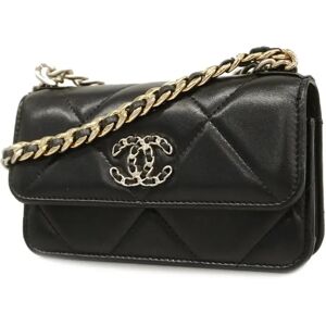 Chanel Shoulder Wallet 19 Chain Lambskin Black Ladies