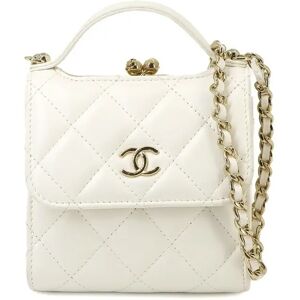 Chanel Matelasse Chain Coin Case, Leather, White, AP2837, Gold Hardware, Case