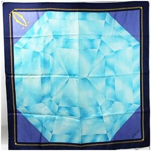 Cartier Must de Silk Scarf Muffler Sky Blue x Navy Women's