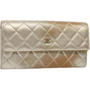 Chanel Long Wallet Lamb Skin Gold Tone CC Auth bs10438