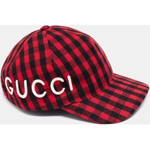 Gucci Red/Black Loved Gingham Flannel Baseball Cap S