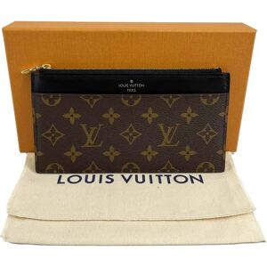 LOUIS VUITTON Pristine Monogram Canvas Slim Purse Brown Accessories