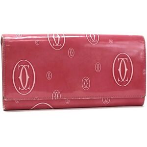 Cartier Happy Birthday Bi-Fold Long Wallet Patent Leather Pink Ladies Folded