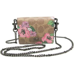 COACH Signature Floral Pattern L1983 Women's Leather,PVC Card Wallet Beige,Brown,Multi-color