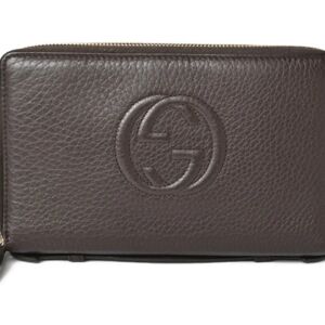 Gucci Travel Case Wallet Clutch Pouch Men's  Multi Round Zipper Soho Dark Brown 336286