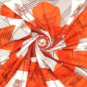 Hermes 140 JEU DES OMNIBUS ET DAMES BLANCHES Omnibust White Lady Game Scarf Red Ladies