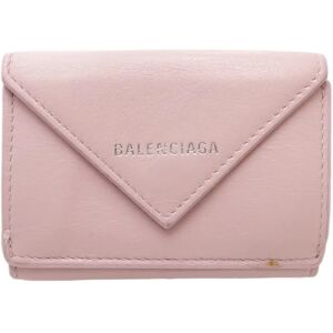 Balenciaga Paper Mini Wallet 391446 Trifold Smooth Leather Light Rose 083702