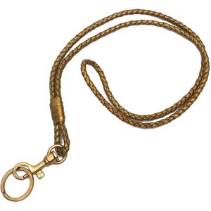 Bottega Veneta Neck Strap Key Ring Keychain Intrecciato Leather Gold aq9409