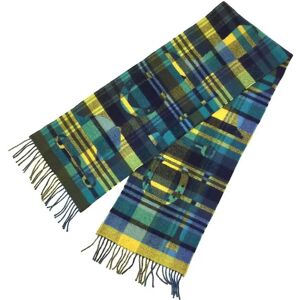 Hermes Men's Scarf Tartan Check Echarpe HER-MES 100% Cashmere Yellow x Blue 2020 Women's  Muffler aq9411