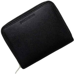 J&M DAVIDSON Coin Case Black 10224N 7495 9990 Purse Leather Round Wallet Compact