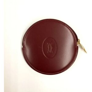 Cartier Mustline Coin Case Wallet Mini Bordeaux Red Leather Ladies Men's Fashion Accessories USED