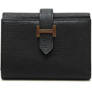 Hermes Bean Combinet B Engraved 2023 Women's/Men's Trifold Wallet Chevre Noir x