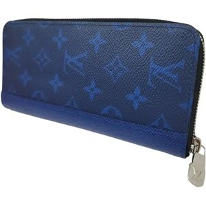 LOUIS VUITTON Taigarama Zippy Wallet Vertical Long Leather Goods Blue SV Hardware Men Women Unisex