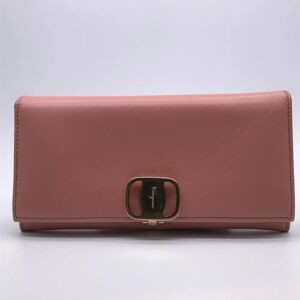 Salvatore Ferragamo Zipper Women's Long Wallet Leather Pink