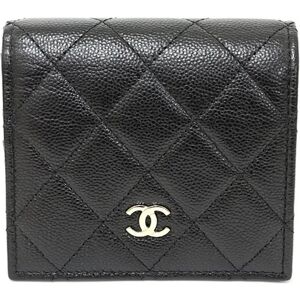 Chanel Matelasse Small Bifold Wallet Coco Mark Caviar Skin AP3178 Black Light