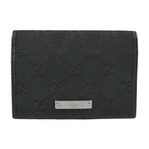 Gucci card case 112727 GG canvas leather black silver metal fittings pass logo plate