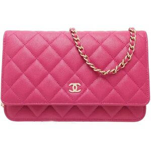 Chanel Matelasse Long Wallet Chain Caviar Skin Pink 083466