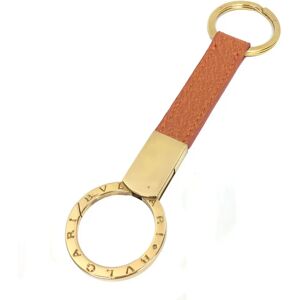 Bulgari Man BB MAN Keychain Key Ring Camel Orange x Gold Men's Women's Unisex