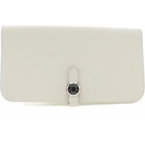 Hermes Dogon Long Wallet Taurillon Clemence White Beige X Unisex