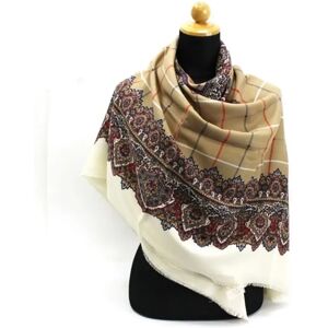 Burberry s Large Shawl Stole Ivory x Beige Plaid s   Ladies