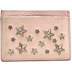 JIMMY CHOO Card Case Pass Studs Leather Pink For  Ladies Type