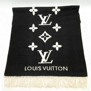 LOUIS VUITTON Muffler Escharpe Reykjavik Stole Monogram Black Cashmere Ladies Men's Fashion M71040 USED