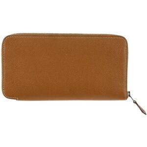 Hermes Azap Long Silk-in Wallet Vaux Epson Gold Brown Silver Hardware Round Zipper C Engraved