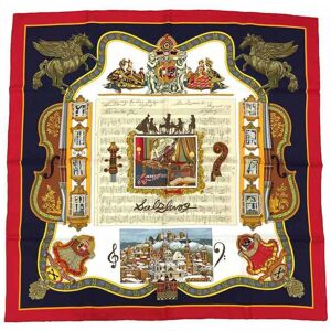 Hermes Scarf Muffler Carre 90 IN SALZBURG In Salzburg Navy x Red 100% Silk aq6730