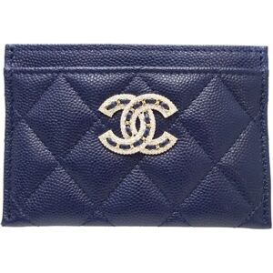 Chanel Rhinestone Big Coco Mark AP2737 Card Case Caviar Skin Navy 083463