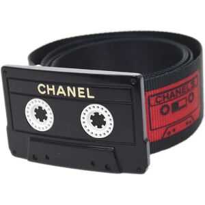 Chanel 2004 Cassette Tape Belt Black Red Nylon #85 GS02299d