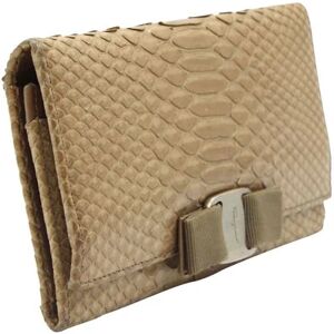 Salvatore Ferragamo Light Brown Snake Skin Continental Wallet