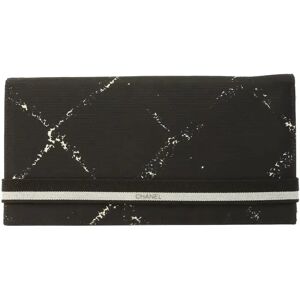 Chanel Around 1998 Made Travel Nylon Long Wallet Black