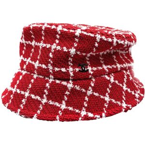 Chanel NWT 23C RUNWAY Red White Fantasy Tweed Medium Bucket Hat Medium