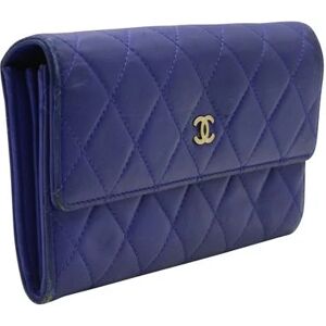 Chanel Blue Quilted Caviar Leather Wallet