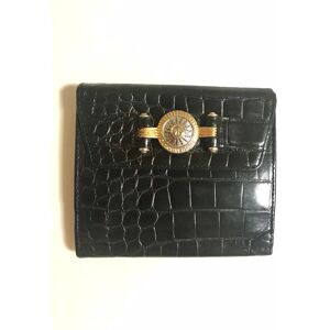 GIANNI VERSACE Vintage black croc embossed leather wallet