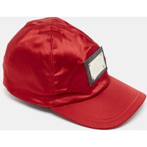 Dolce&Gabbana Red Satin Logo Patch Cap Size 57