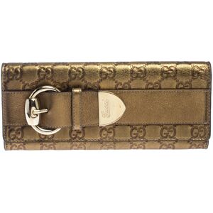 Gold Guccissima Leather Buckle Continental Wallet, Gold