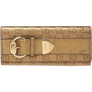 Gold Guccissima Leather Buckle Continental Wallet, Gold