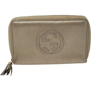 Gucci Metallic Gold Leather Soho Zip Around Wallet, Metallic