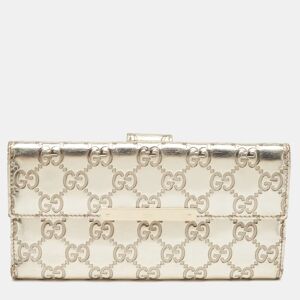 Gucci Metallic Gold ssima Leather Flap Continental Wallet