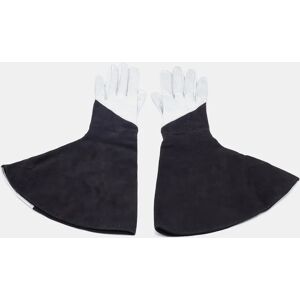 LOUIS VUITTON Black & Silver Suede & Leather Gloves S