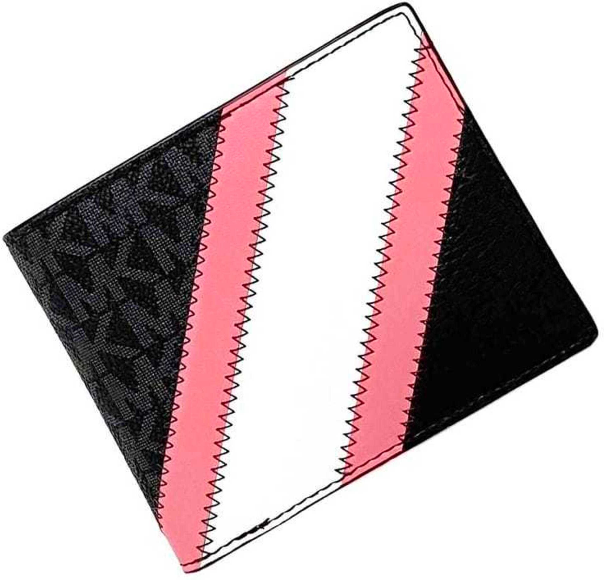 Michael Kors Bifold Wallet Black White Pink 36R3LCOF3U Folding Leather  Stripe Patchwork Stitching Ladies Compact